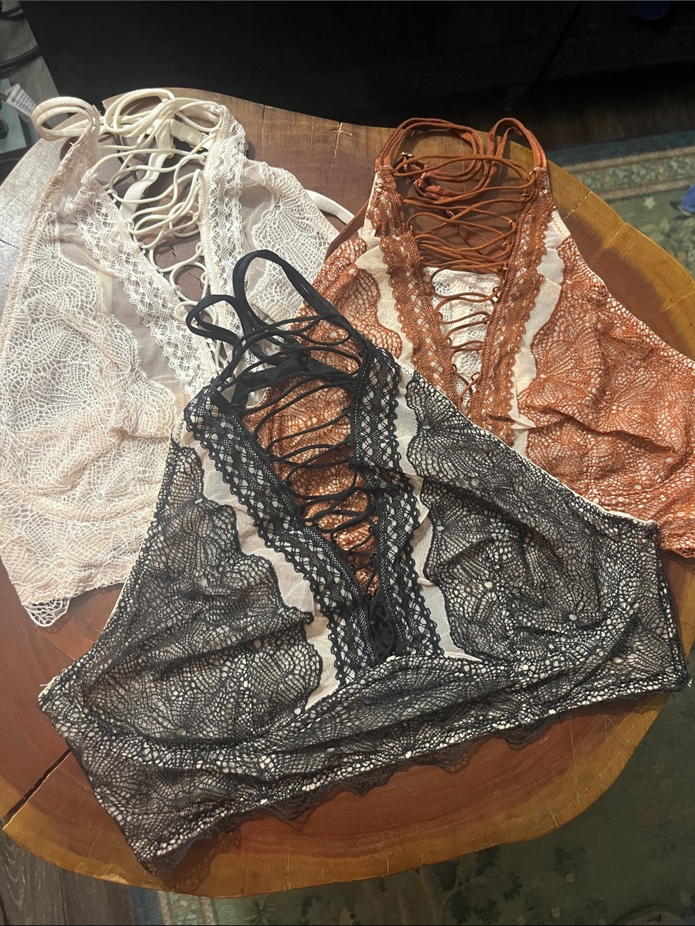 VS Very Sexy Bralette Trio - Black, Cream & Rust